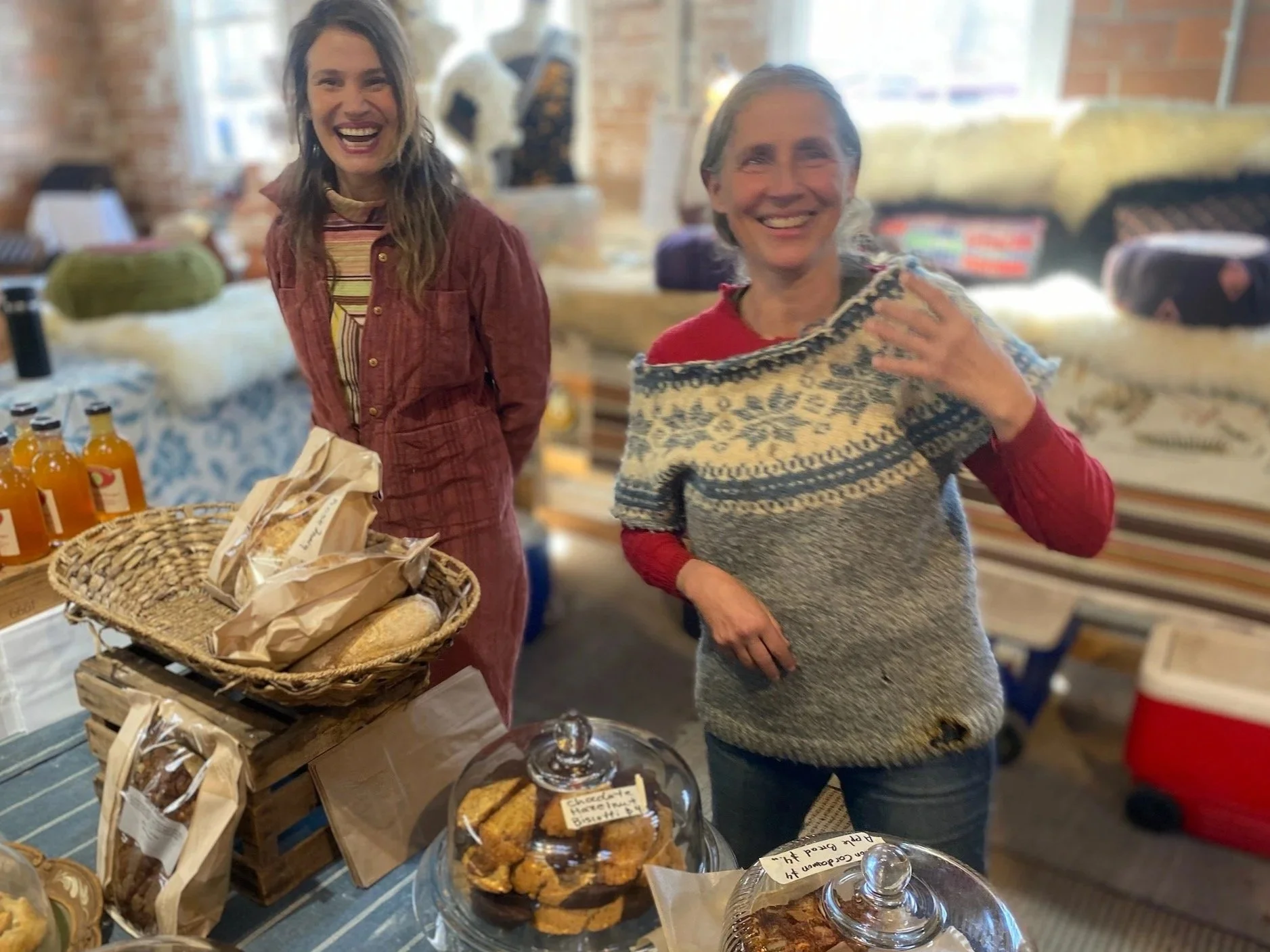 The Nectar Hills Farm booth at the Market with bread, galettes and more.