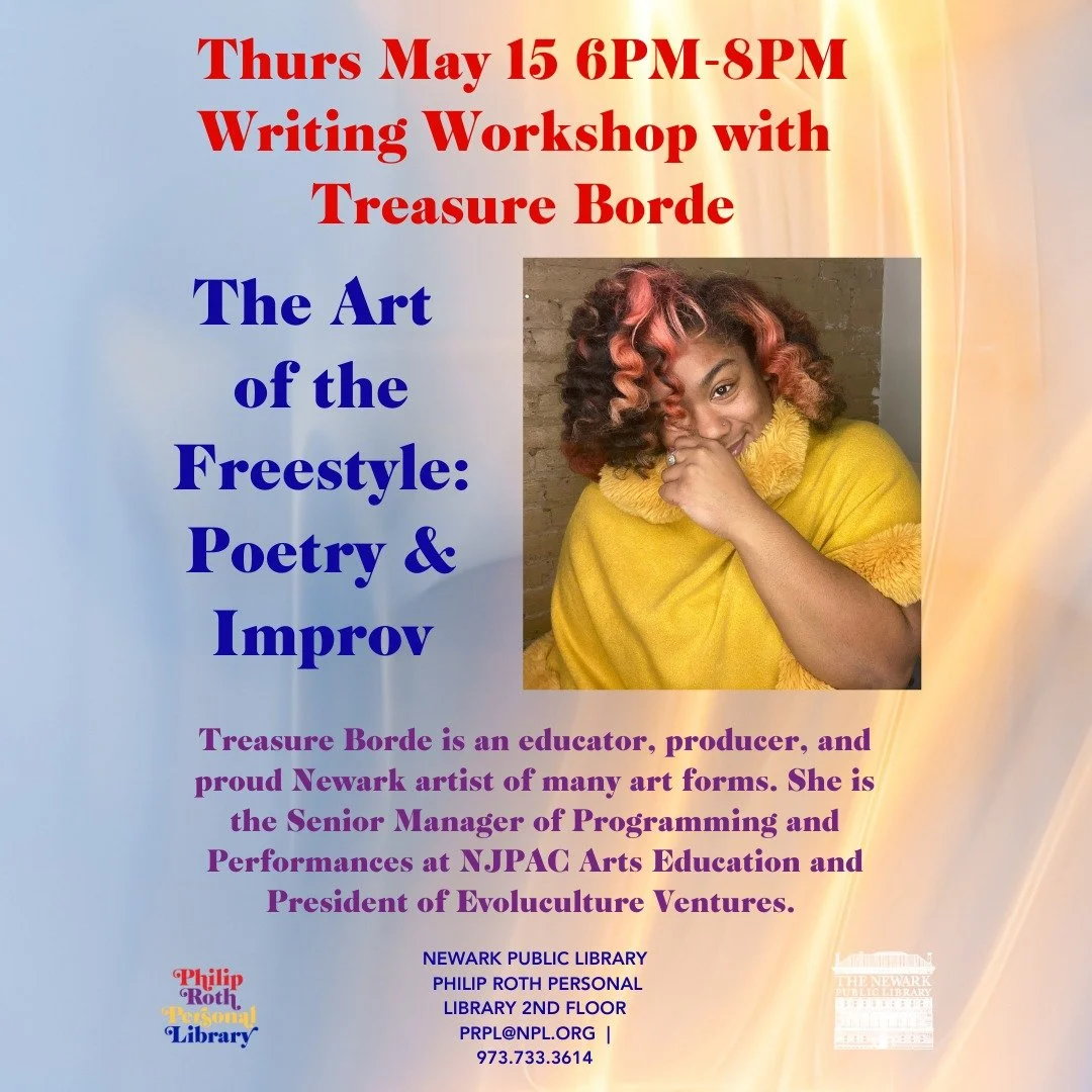 Please join us for our free monthly creative writing workshop, featuring Treasure Borde! Coffee and pastries will be served.

#poetry #newark #newarkisnow #writingworkshops