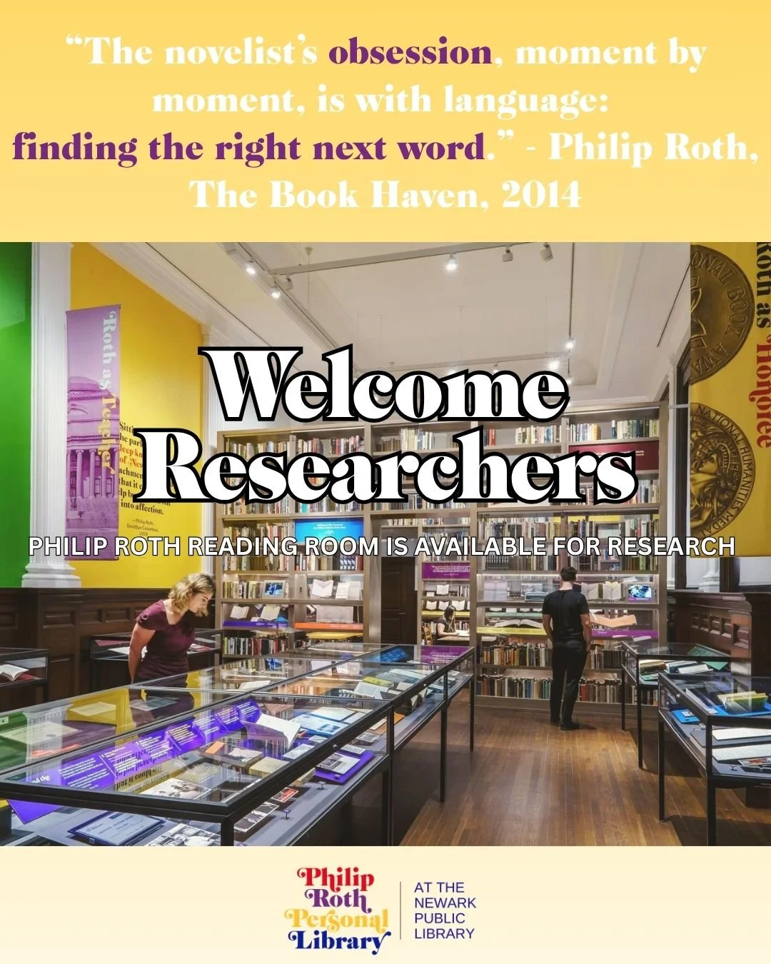 Philip Roth loved the Newark Public Library 📚
He called it &ldquo;a place of grandeur,&rdquo; and entrusted it with his personal collection of 7,000 books. 

Those books are now preserved in the Philip Roth Personal Library. The books &mdash;filled 