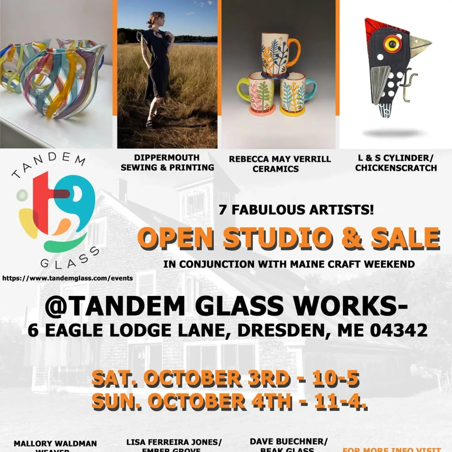 Tomorrow and Sunday at the lovely Tandem Glass Works.