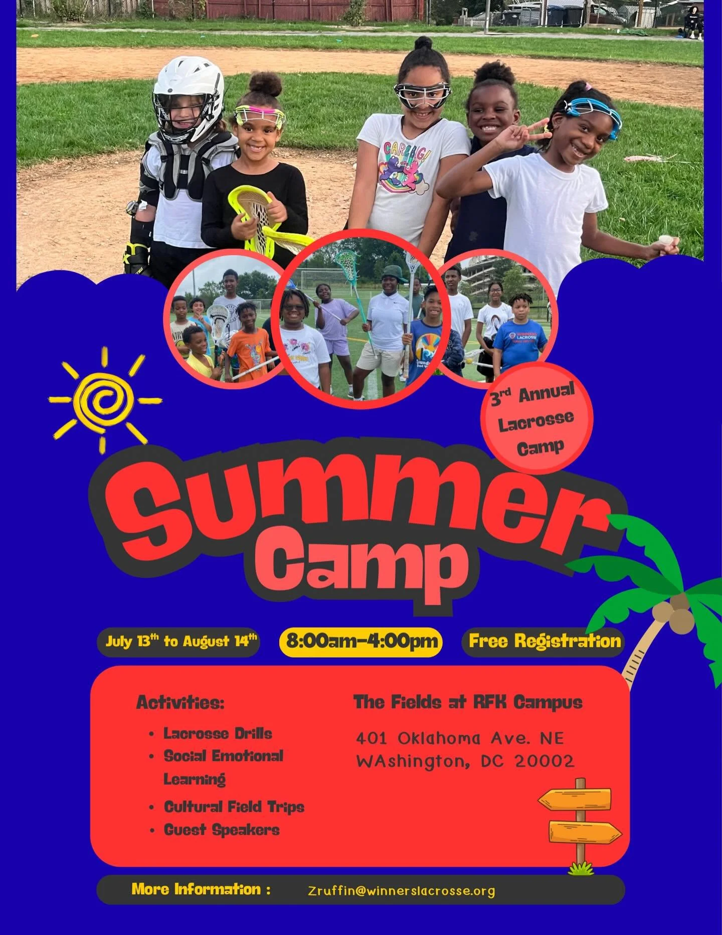 🥍 Registration is NOW OPEN! 🥍

WINNERS Lacrosse 3rd Annual Summer Camp is back and bigger than ever! Join us for a summer full of lacrosse, leadership, teamwork, and FUN 🌟

📅 July 13 &ndash; August 14, 2026
🗓️ Monday&ndash;Friday
⏰ 8:00 AM &ndas