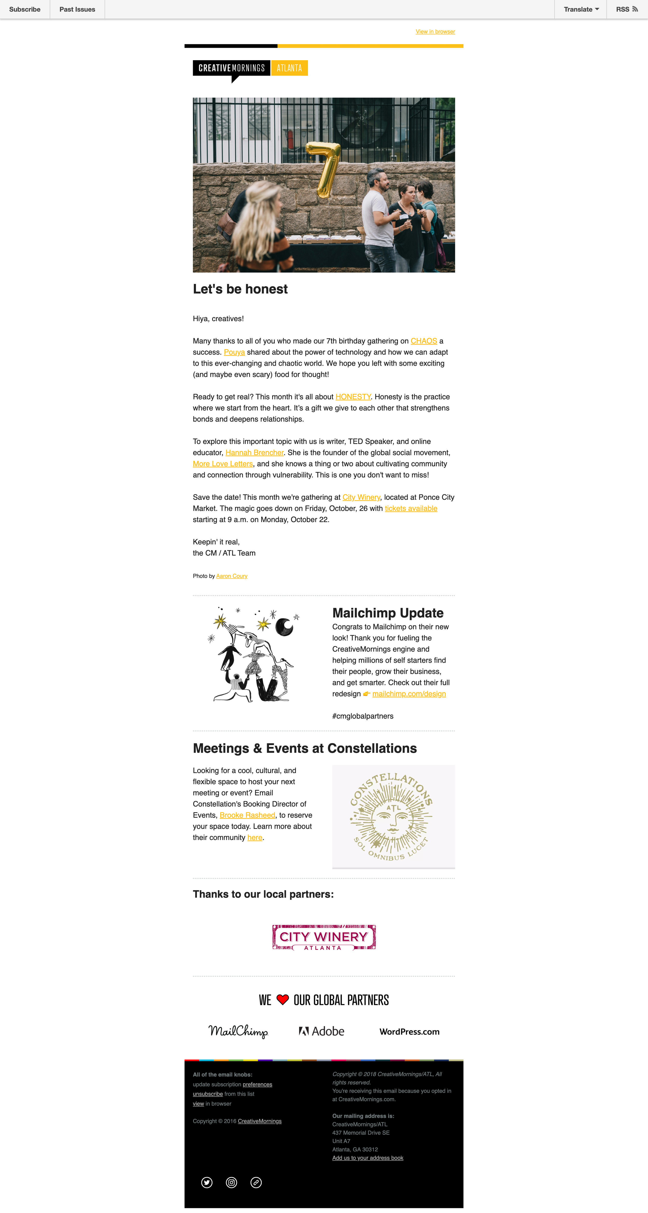 CreativeMornings ATL Email