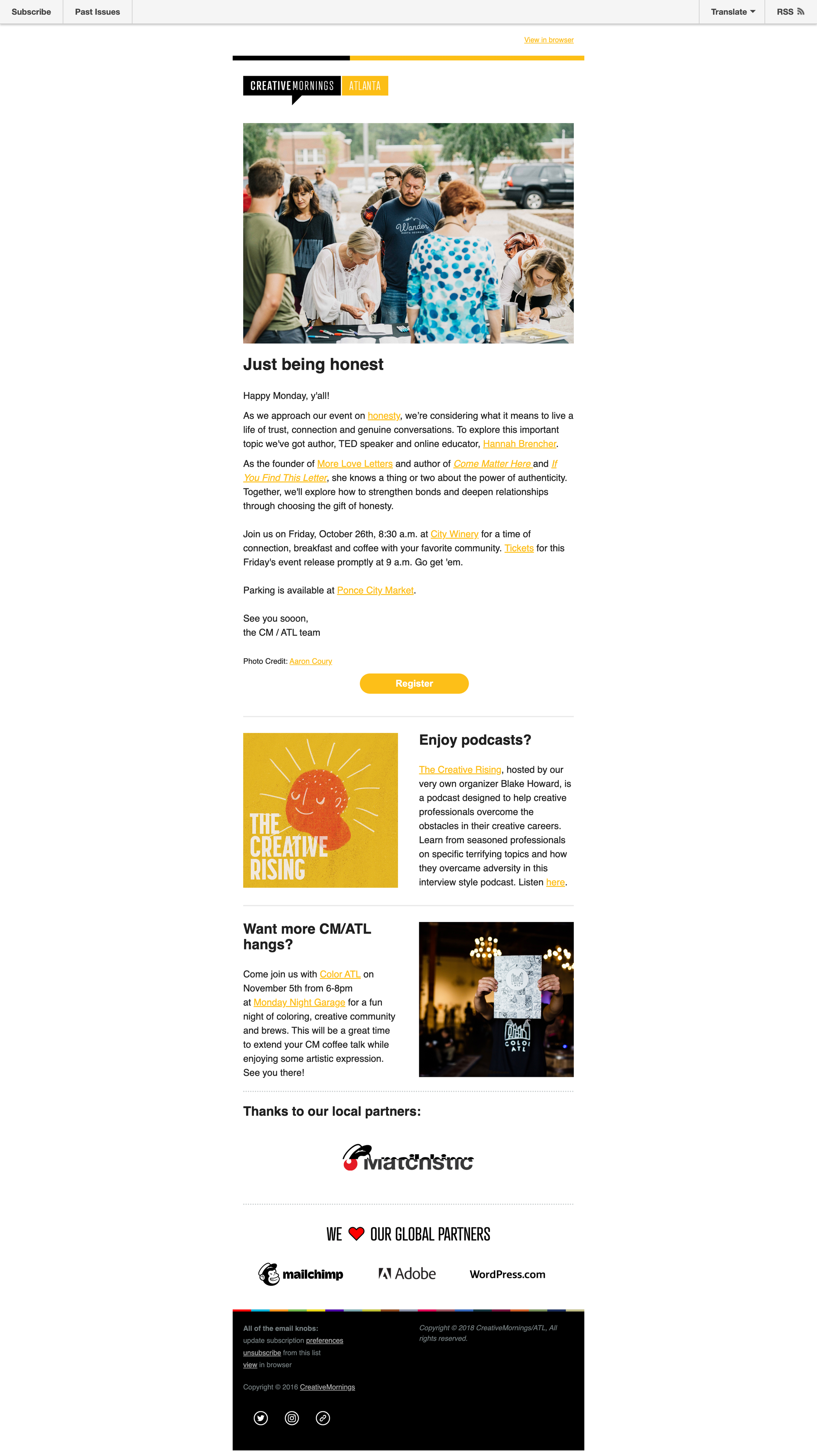 CreativeMornings ATL Email