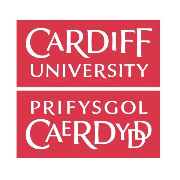Charity Logo, client of Awen Coaching. White text on Red background "Cardiff University"