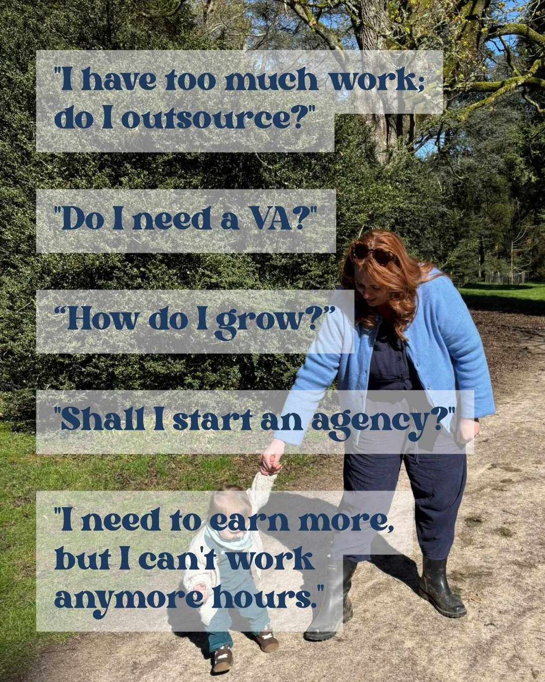&ldquo;How do I grow?&rdquo; "I have too much work; do I outsource?" "Shall I start an agency?" "Do I need a VA?" "I need to earn more, but I can't work anymore hours."

And I completely understand why these qu