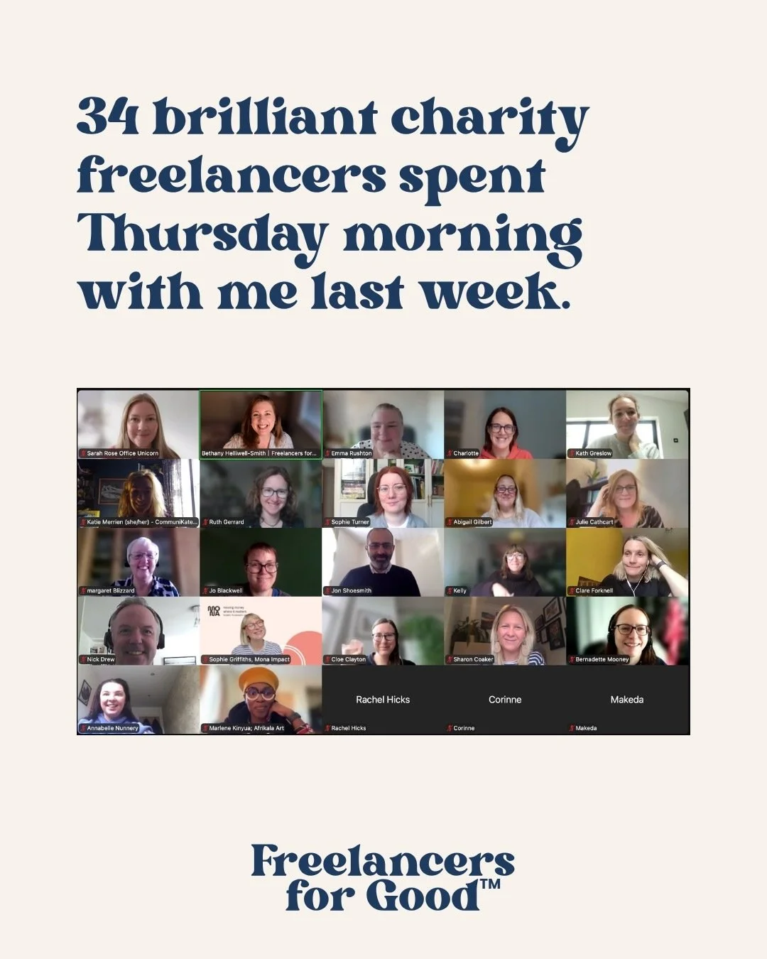 34 brilliant charity freelancers spent their Thursday morning with me last week. I asked them who knows their business as well as they do?

Here were some of the answers in the chat:
"ChatGPT, to be honest."
"My fianc&eacute;, right no