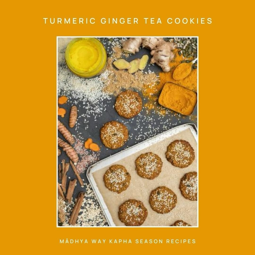 SAVE THIS RECIPE! These tea cookies are delicious and offer a nutritious and healing blend of agni-stimulating ginger and anti-inflammatory turmeric for a gut-happy treat. They make the perfect sweet addition to an afternoon cup of tea. 🌟🍪 

#turme