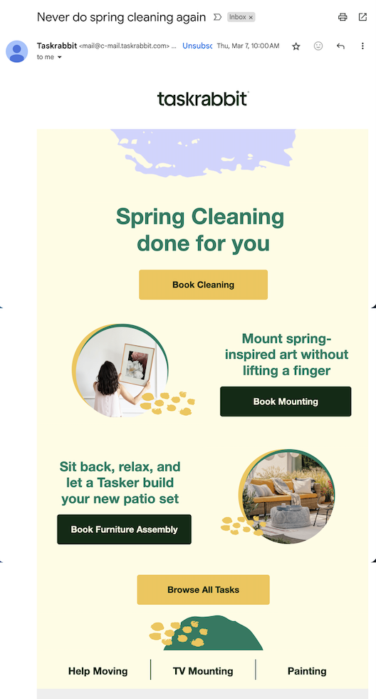 Spring Cleaning Email - Taskrabbit