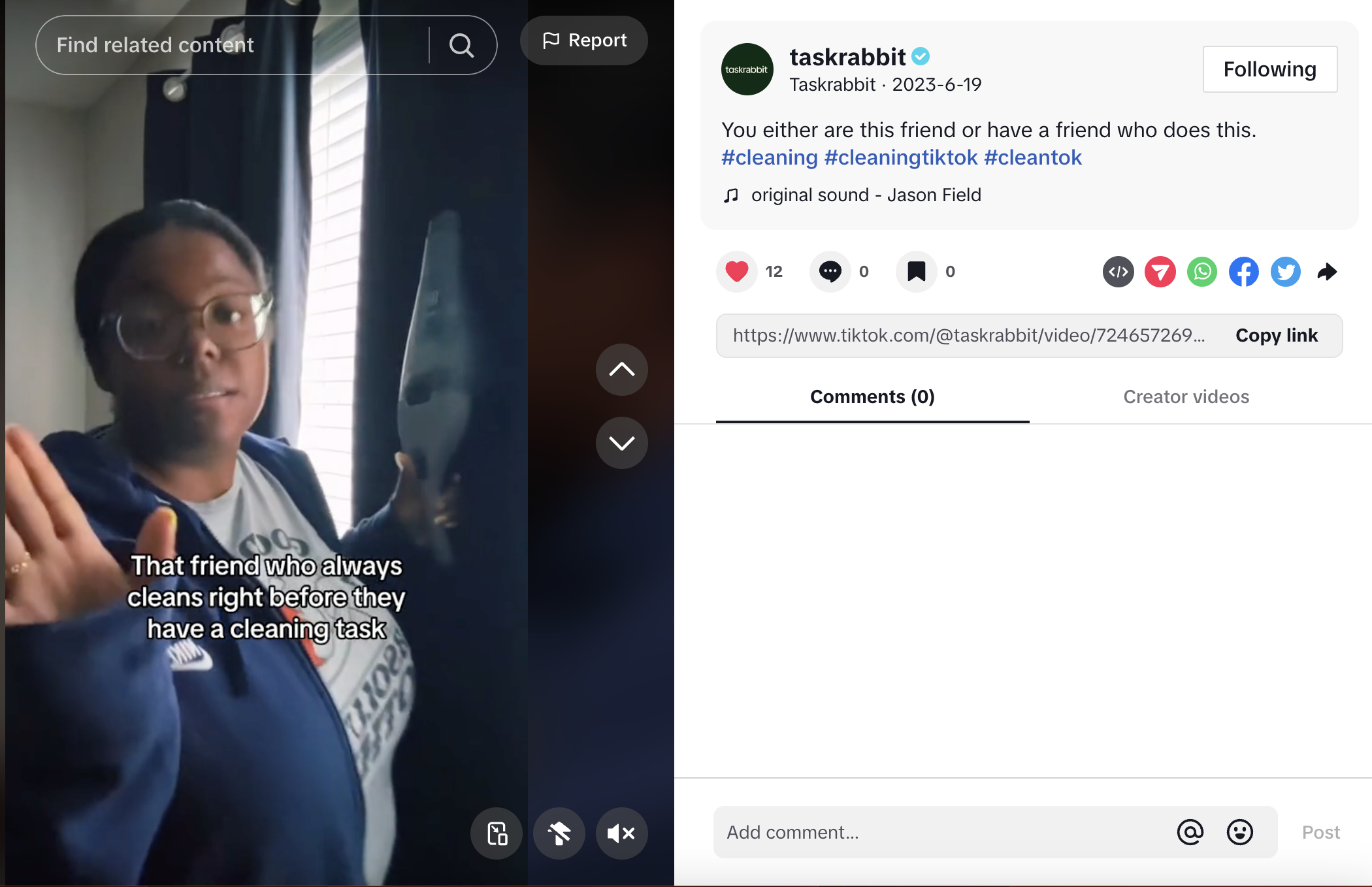 Cleaning TikTok - Taskrabbit
