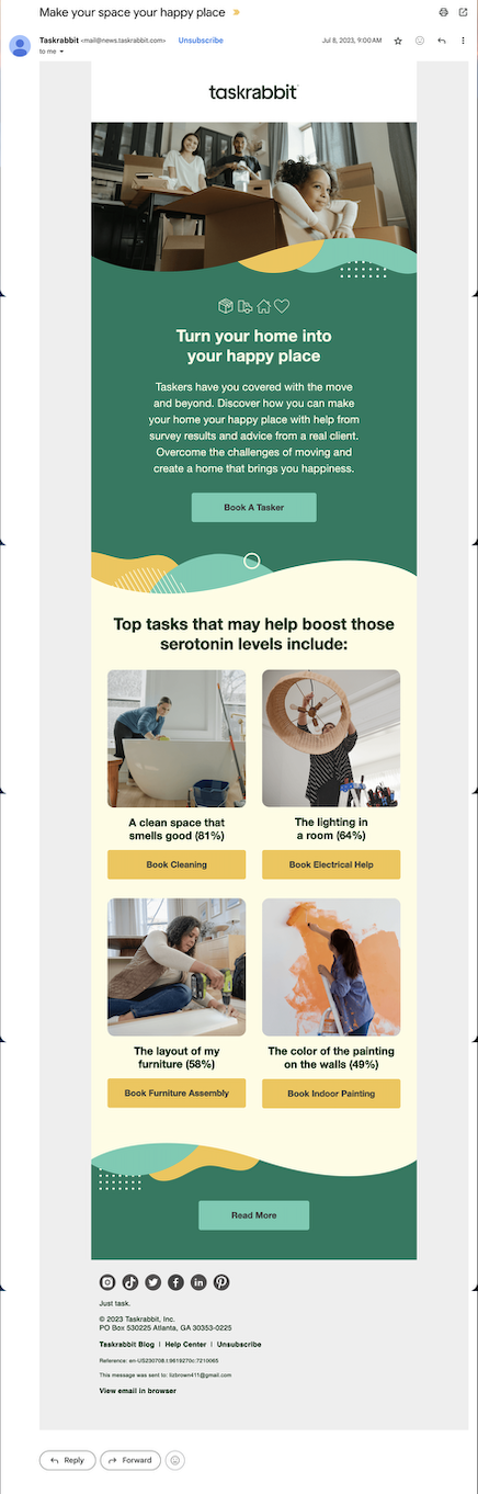 Moving Email - Taskrabbit