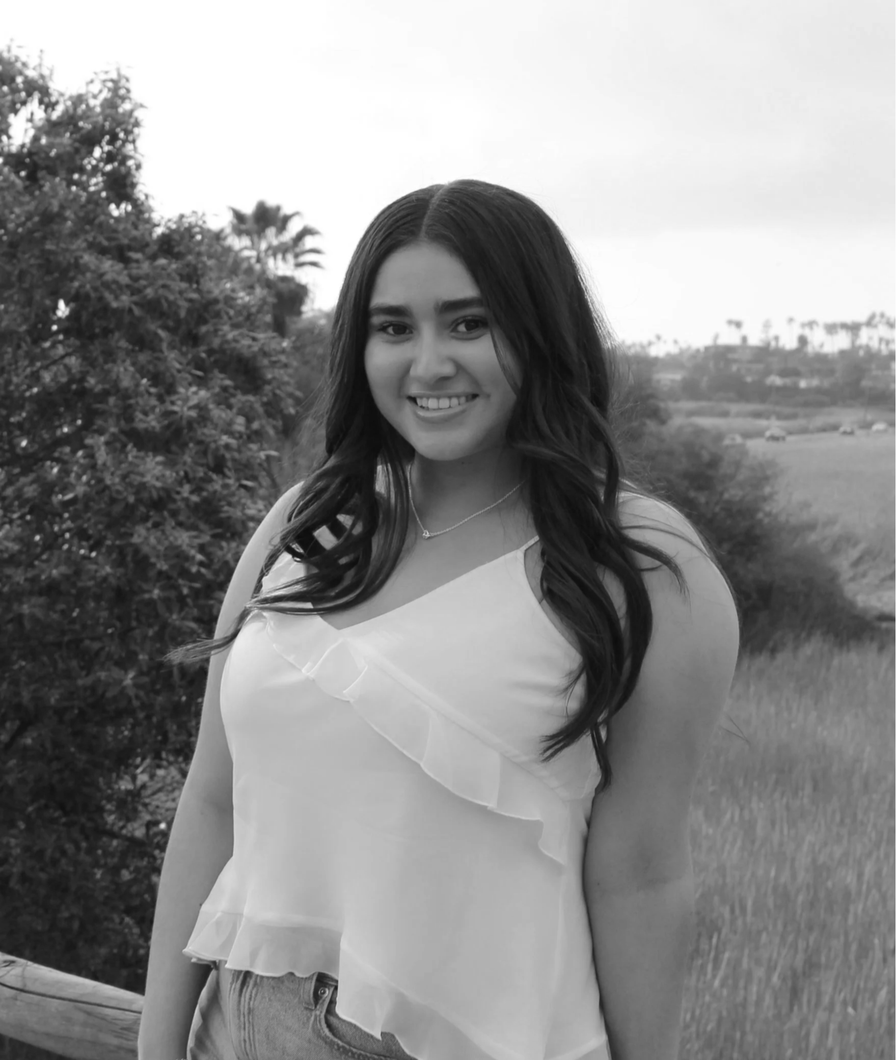 Black and white photo of Alyssa