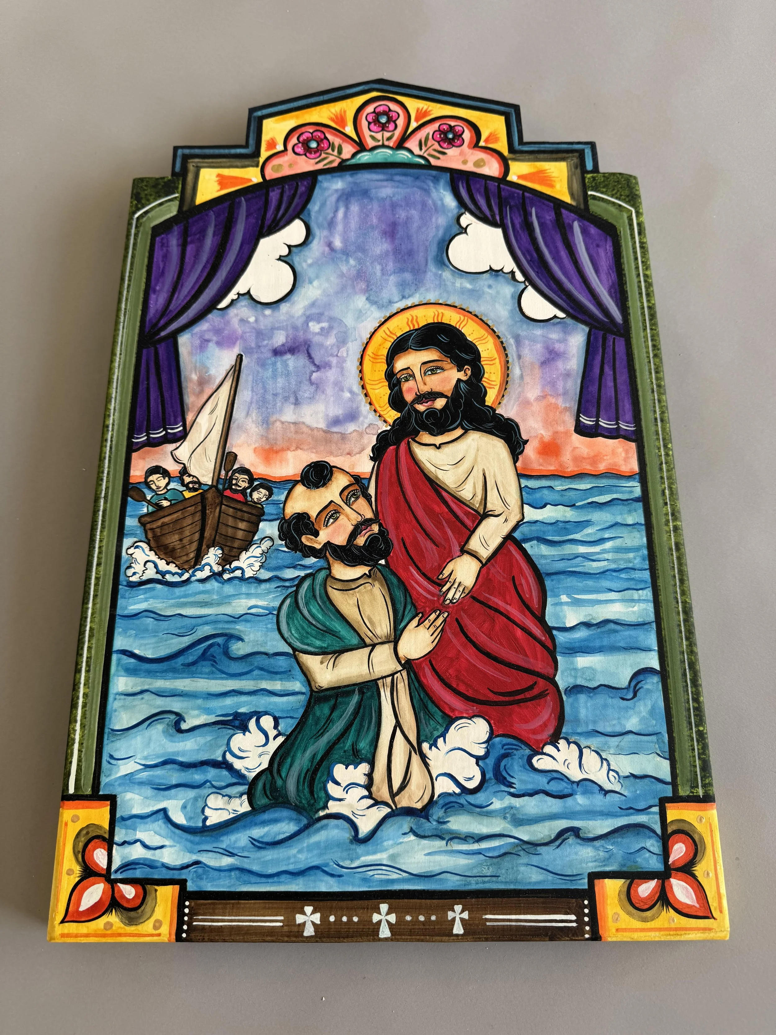 Jesus Saves Mathew in the ocean 