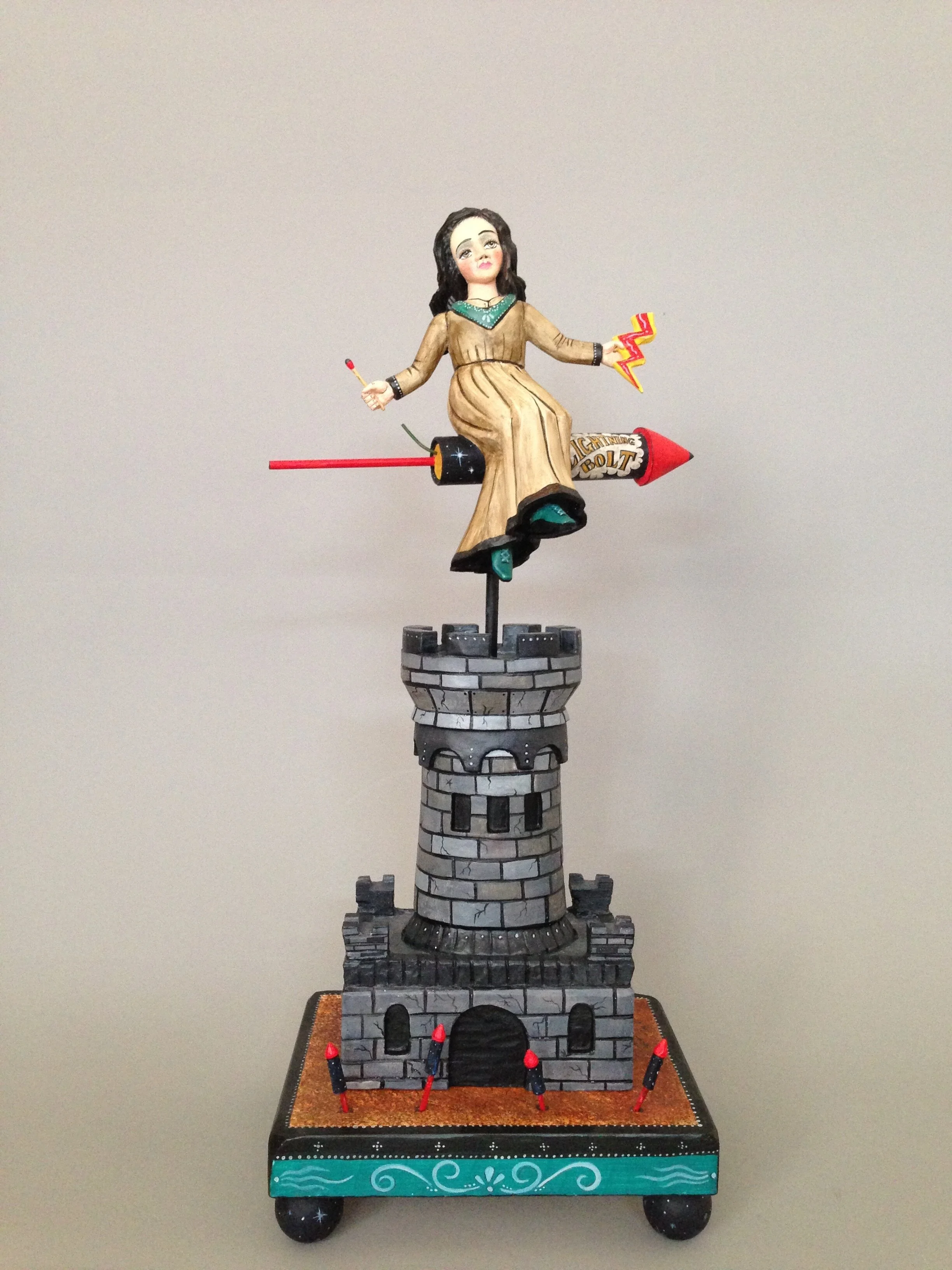 Santa Barbara riding a rocket, patron of fireworks and lightning storms (2015)©