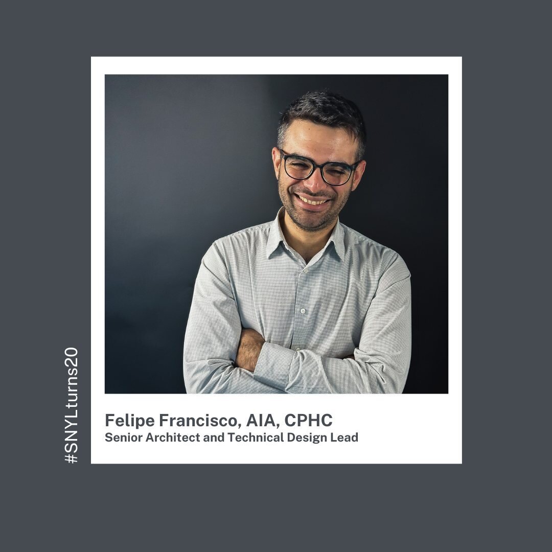 Our Senior Architect and Technical Design Lead, Felipe Francisco AIA, CPHC is next in our team member highlight for our #SNYLTurns20 series. ⁠
⁠
When did you first become interested in architecture or engineering as a career?⁠
🎤&ldquo;I grew up in t