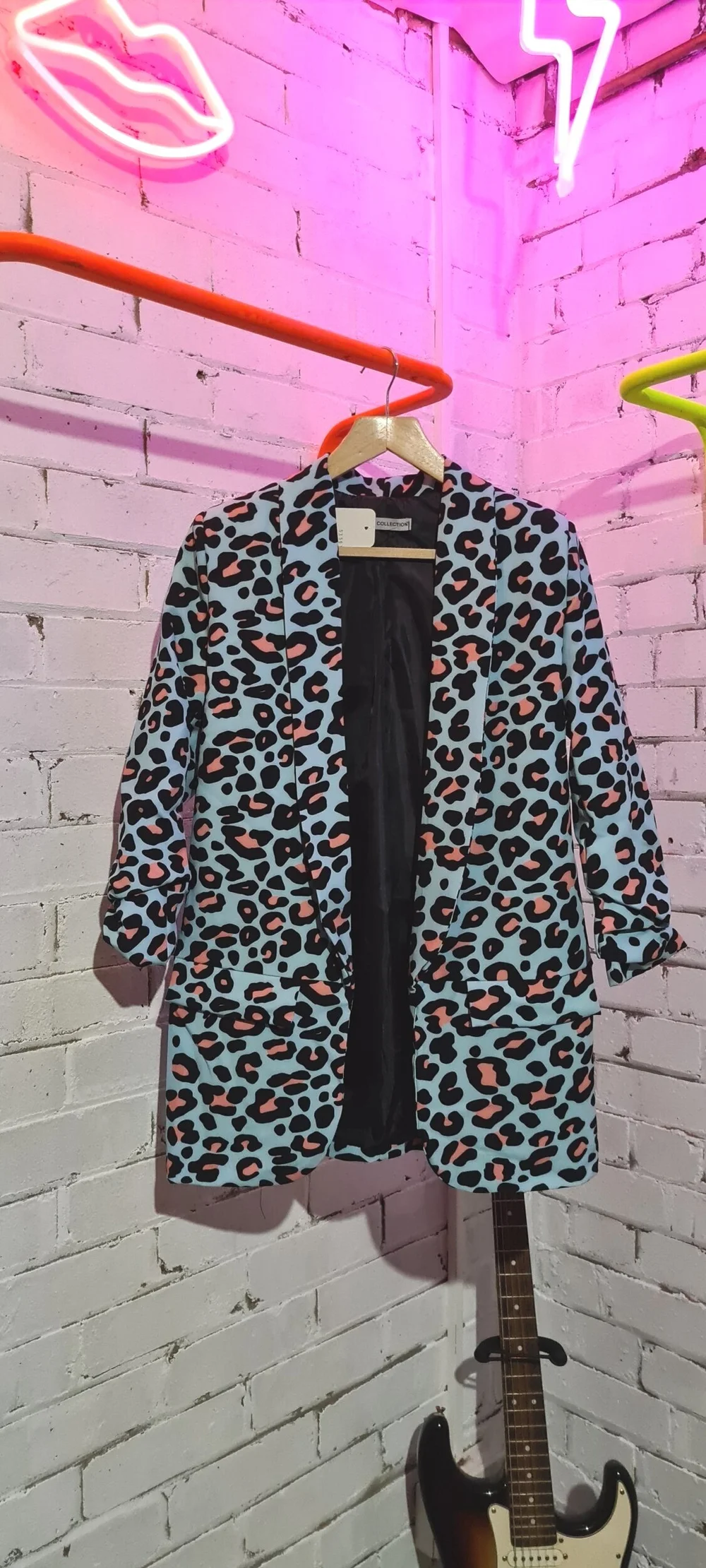 LEOPARD PRINT BLAZER IN BABY BLUE Pixie Boutique UK Women s Clothing Online