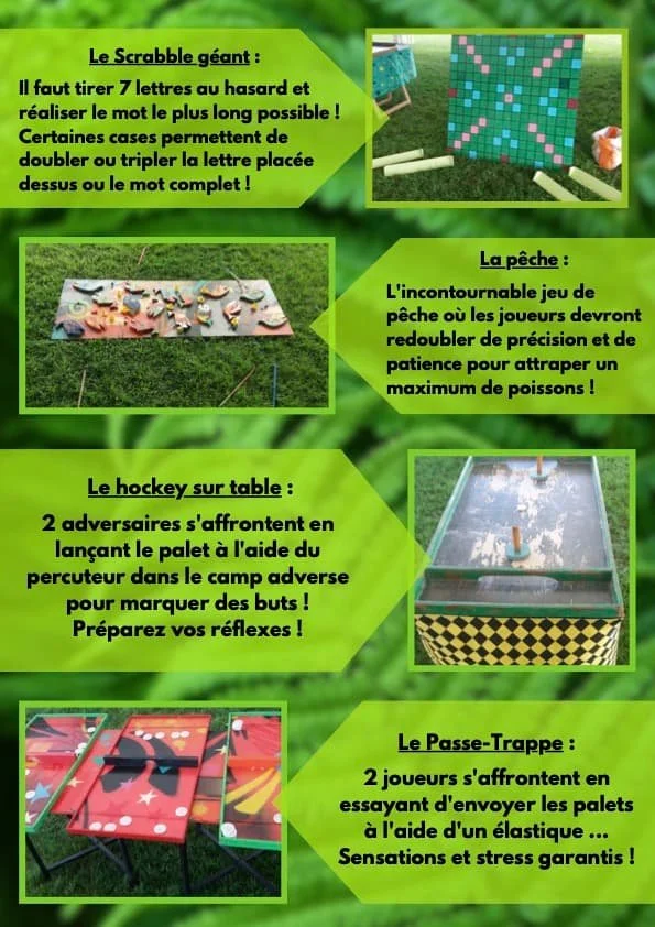 8- Forfait location de 5 jeux en bois