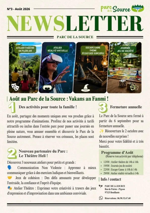 Ce mois d’Août 2026 au Parc de la Source