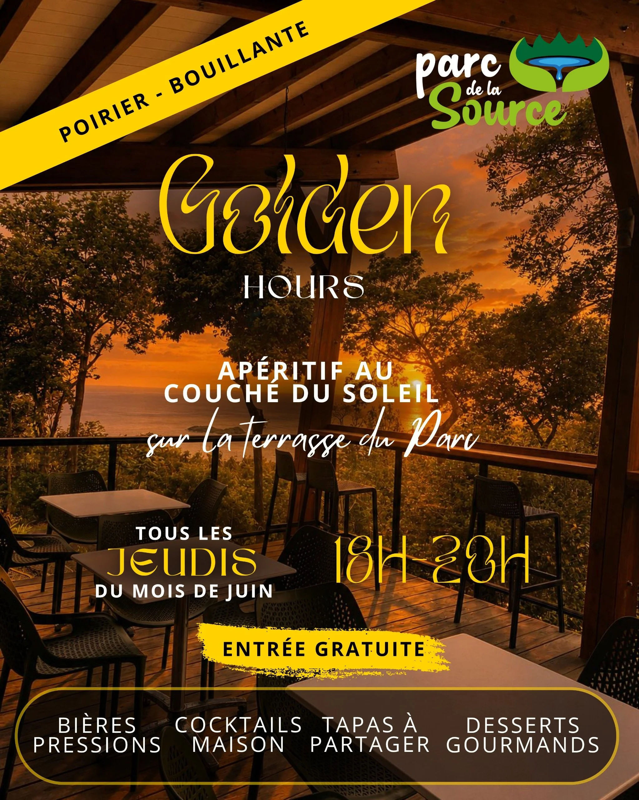 Golden Hour au Parc de La Source à Bouillante