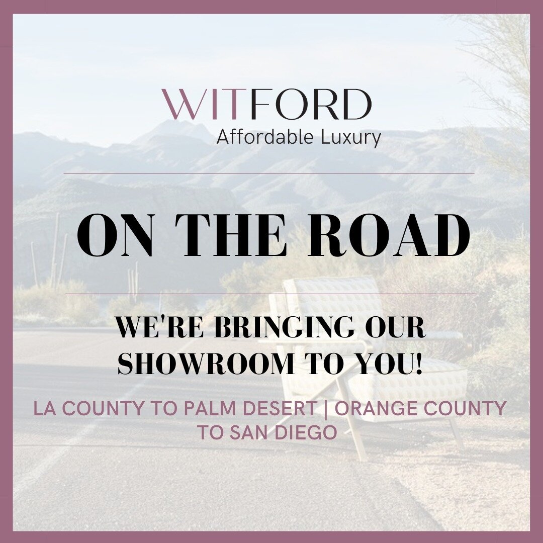 We're Hitting The Road!

Get ready for an epic new showroom experience! Our showroom is hitting the road and coming to YOU. Need samples? Thom has got LA County to Palm Desert covered, while Angelica is cruising through Orange County to San Diego. Do