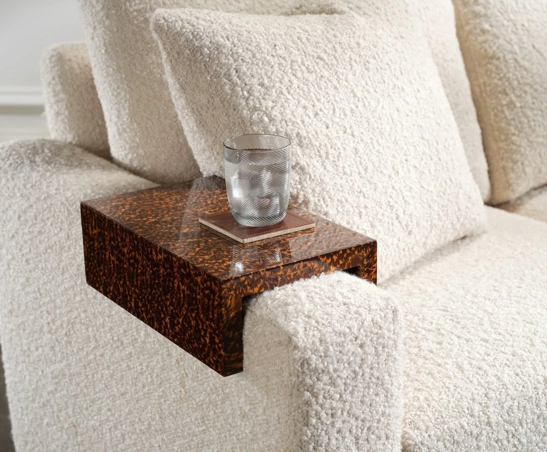 The new Arm Trays from @burtonjamesinc bring together timeless design and everyday ease &mdash; a chic, effortless way to protect your sofa while keeping essentials within reach.

Shown here in Faux Tortoise Shell and Faux Horn, each tray adds a refi