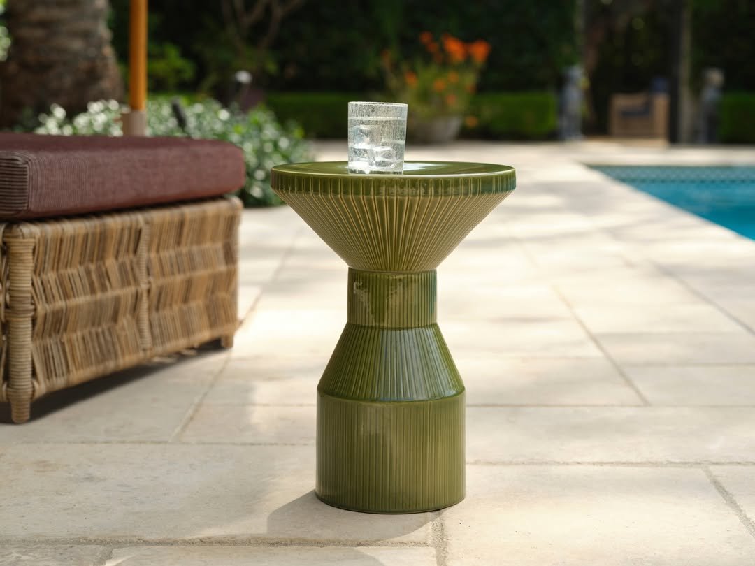 A small piece with standout presence.

The Mindy drink table by @madegoods features a beautifully crafted ceramic form&mdash;an effortless accent for outdoor essentials and moments spent lingering.