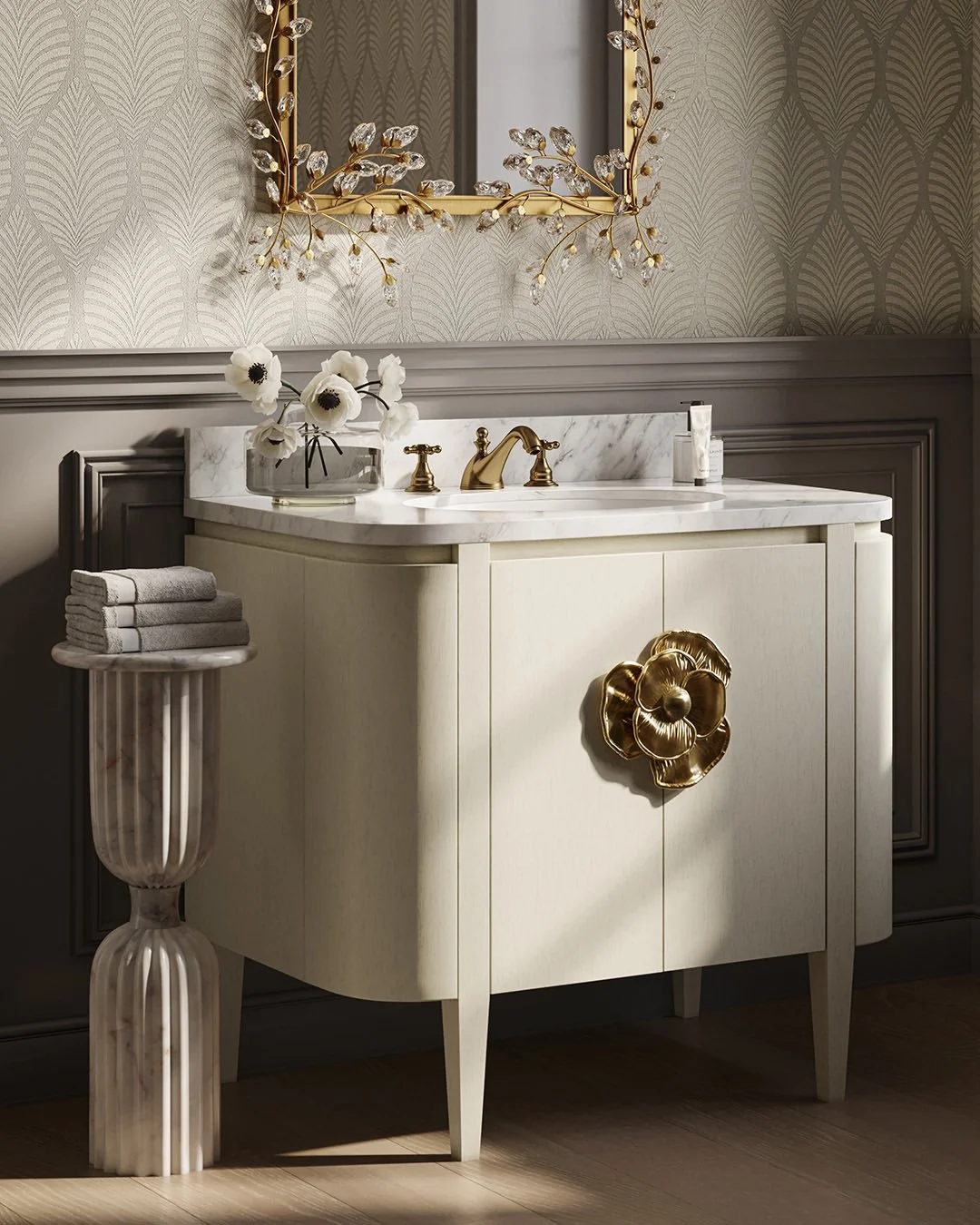 A refined splash of character.

The new Briallen bath vanities from @curreyco translate beloved case goods silhouettes into the bath &mdash; available in three finishes and two sizes to suit everything from jewel-box powder rooms to more expansive sp