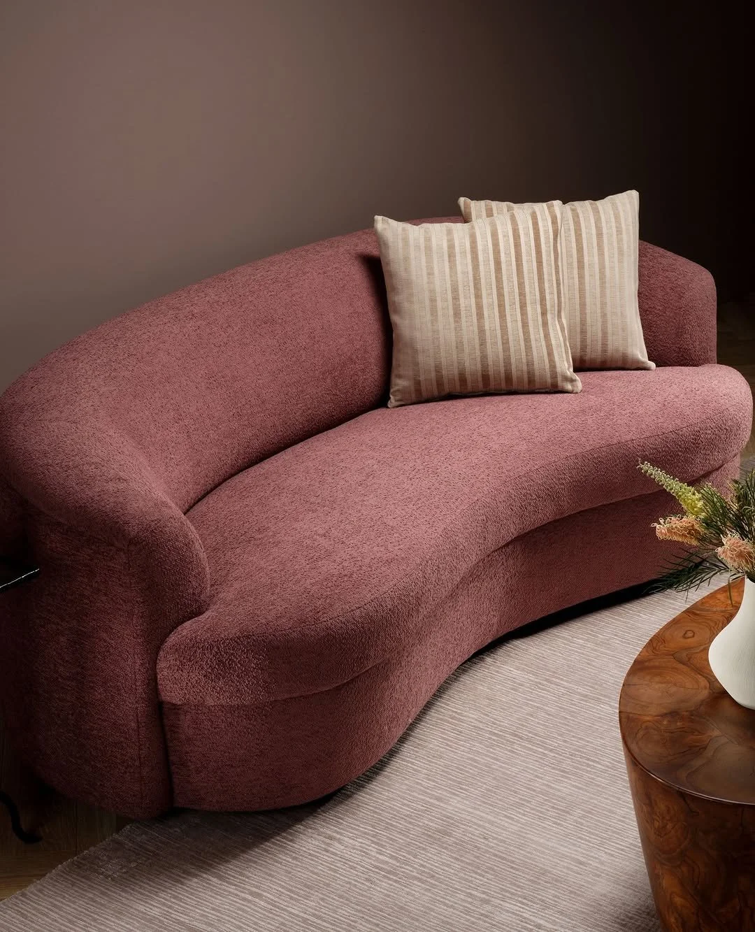 A statement that invites you to settle in and stay.

With its serpentine silhouette and cantilevered front, the Lynn Sofa from @burtonjamesinc brings sculptural movement into the room. Curves unfold with intention, creating a presence that feels both