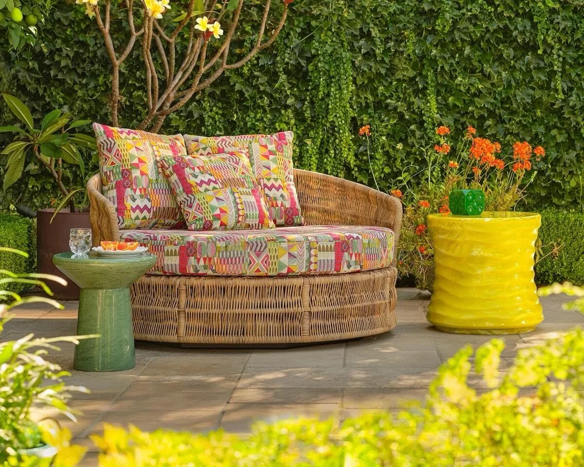 Outdoor spaces deserve just as much personality as the rooms inside.

We think this is 100% California style.  The Fowler Swivel Daybed @madegoods transforms any outdoor space into an oasis. 
Recently featured @businessofhome&rsquo;s roundup &lsquo;O