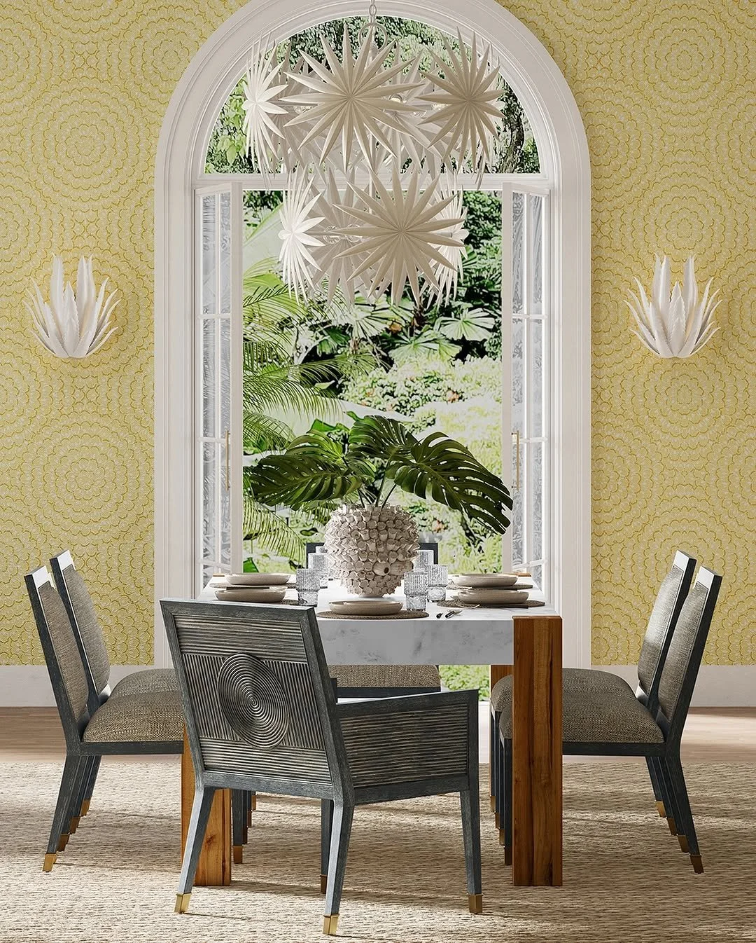 Lighting shaped by place, atmosphere, and artistry.

Drawn from the spirit of the Yucat&aacute;n, Marjorie Skouras's (@marjorie_skouras_design) latest collection with @curreyco balances daring form with refined elegance.

The Bismarkia Collection&mda