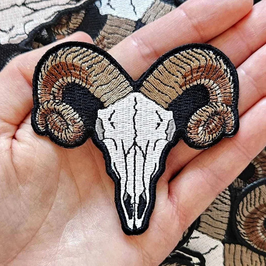 RAM SKULL EMBROIDERY PATCH
