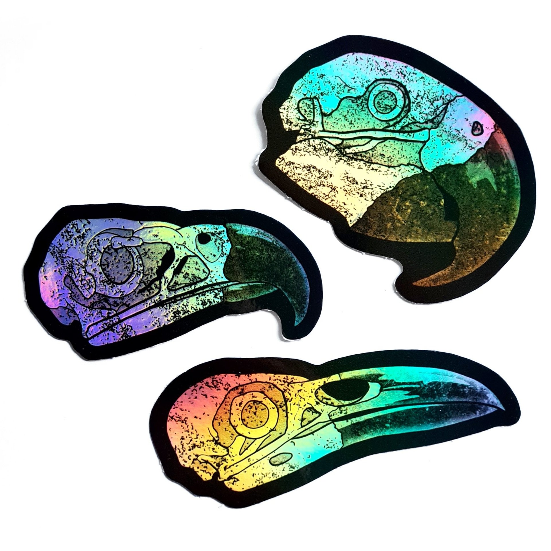BIRD SKULL holographic sticker
