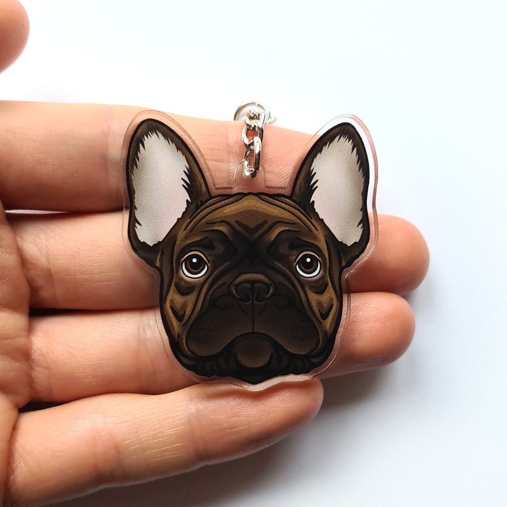 Frenchie Face Mini Keychain / Black & White Pied – French Bulldog Love