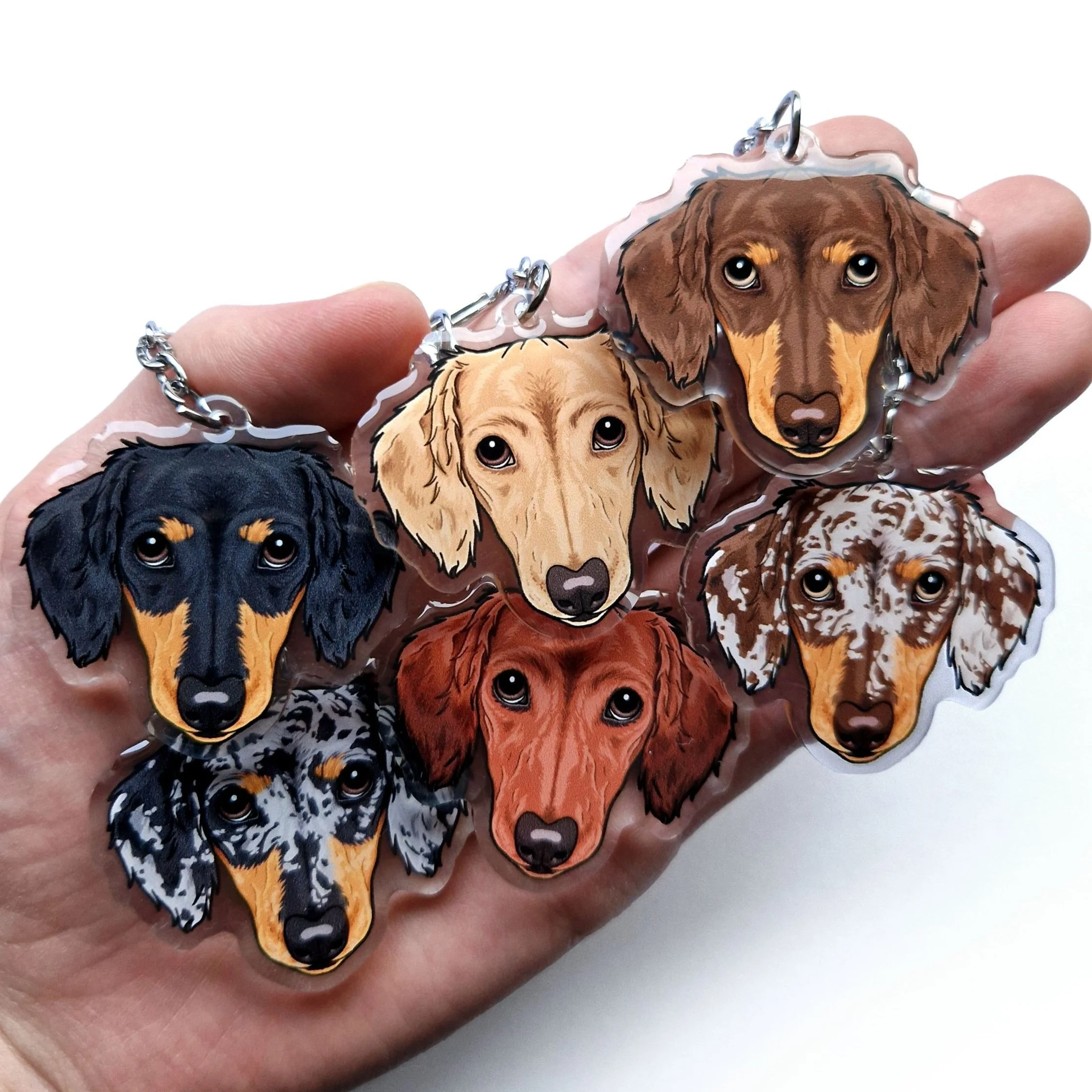 Long hair Dachshund keyring