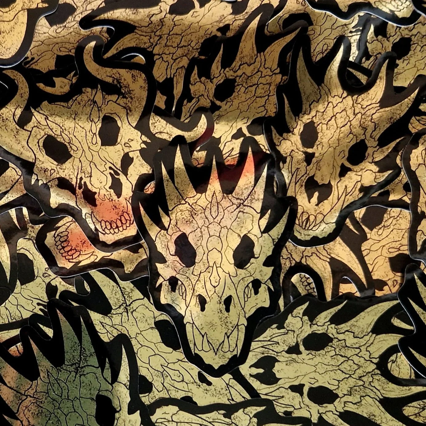 Gold dragon skull stickers
