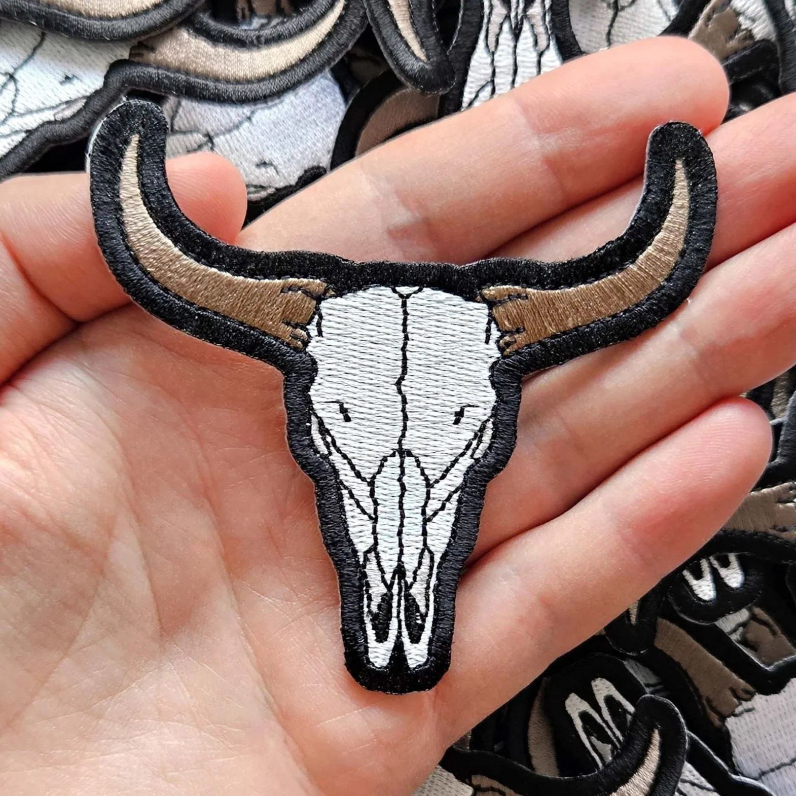 BULL SKULL EMBROIDERY PATCH