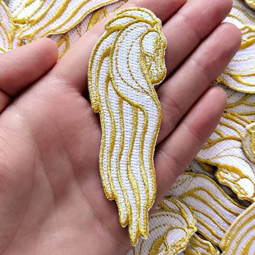 WHITE HORSE EMBROIDERY PATCH