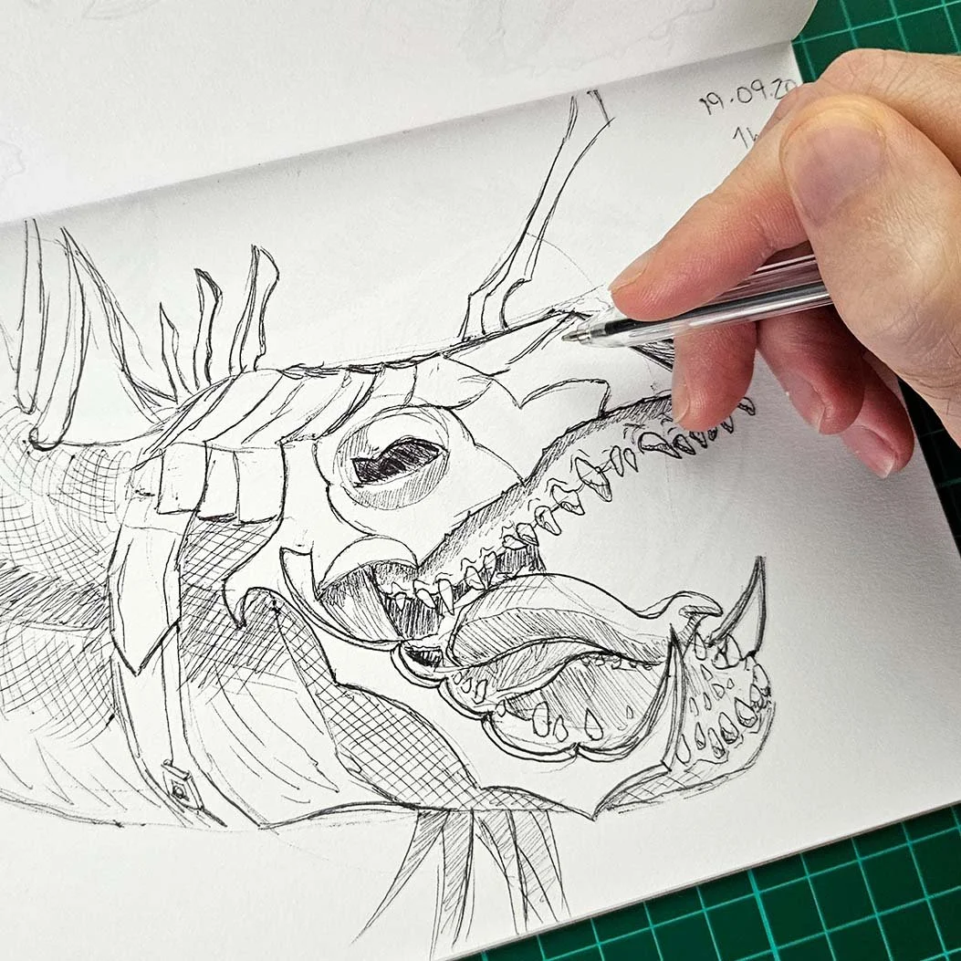 Ballpoint Pen Sketchbook Tour – Fantasy &amp; Fan Art Studies