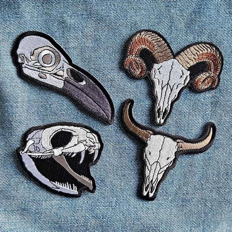 Animal Skull Embroidery Patches – Handcrafted Skull Patch Collection