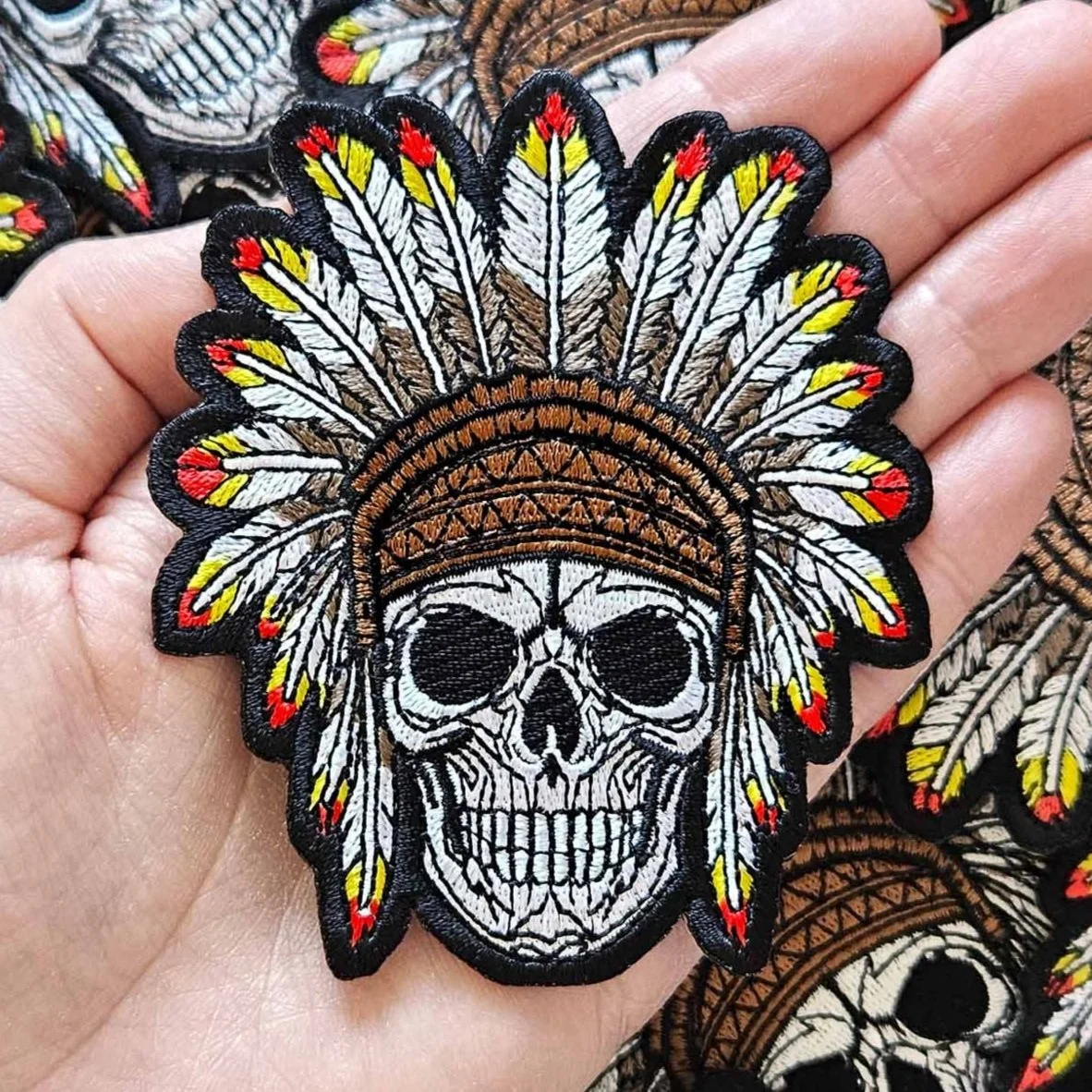 APACHE SKULL EMBROIDERY PATCH