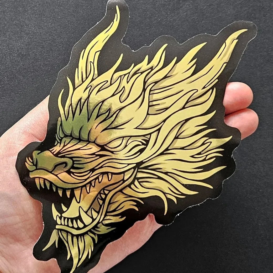 Gold Chinese dragon sticker / Eastern Asian dragons