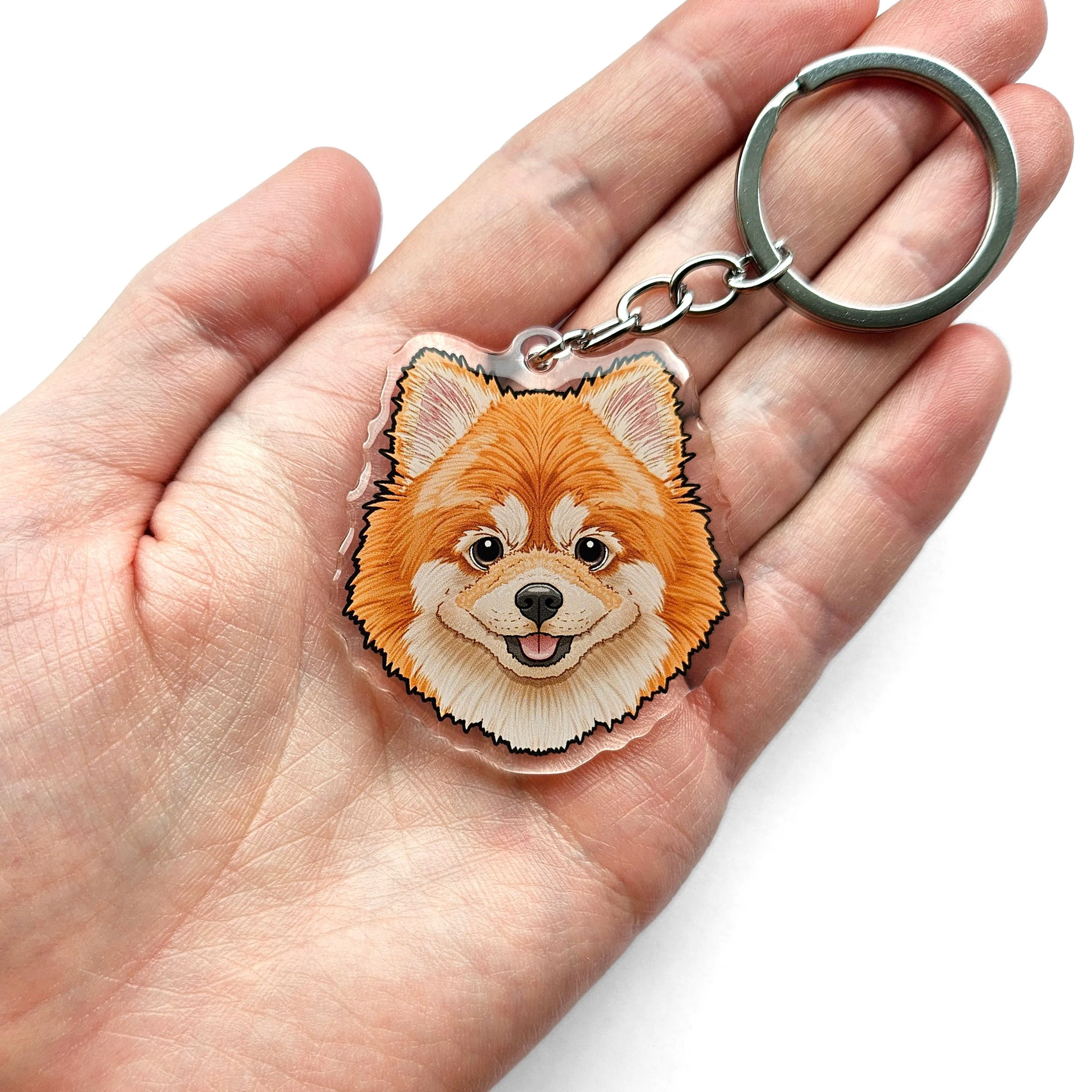 pomeranian key rings red orange white parti colour color tricolor pattern dog collar charms.jpg