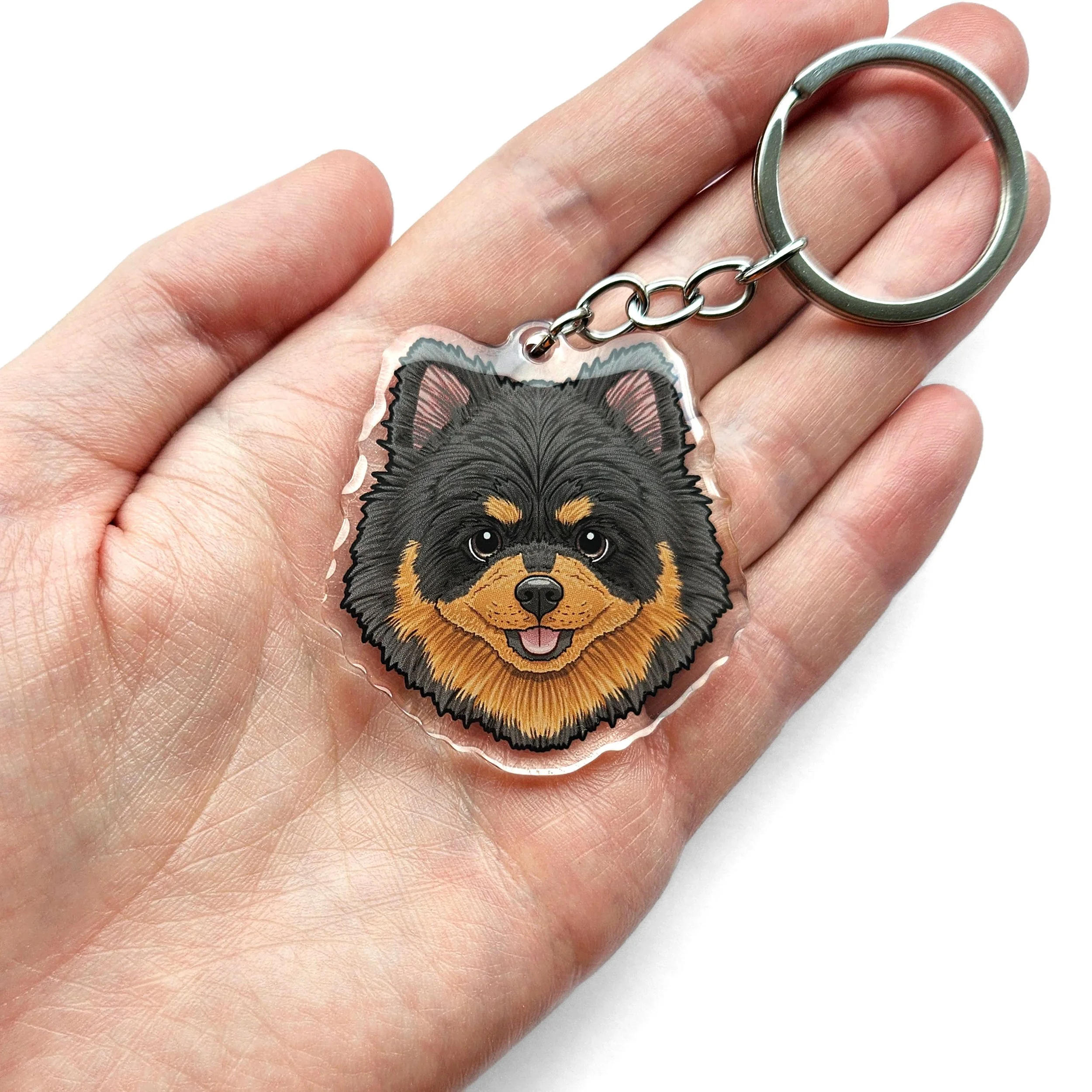 pomeranian black tan fur coat colour dog collar charm phone charms pom poms pomeranians.jpg