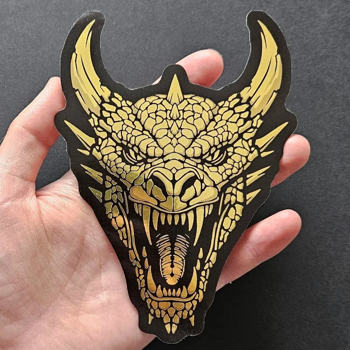 Gold Classic Dragon sticker / Western horned dragons
