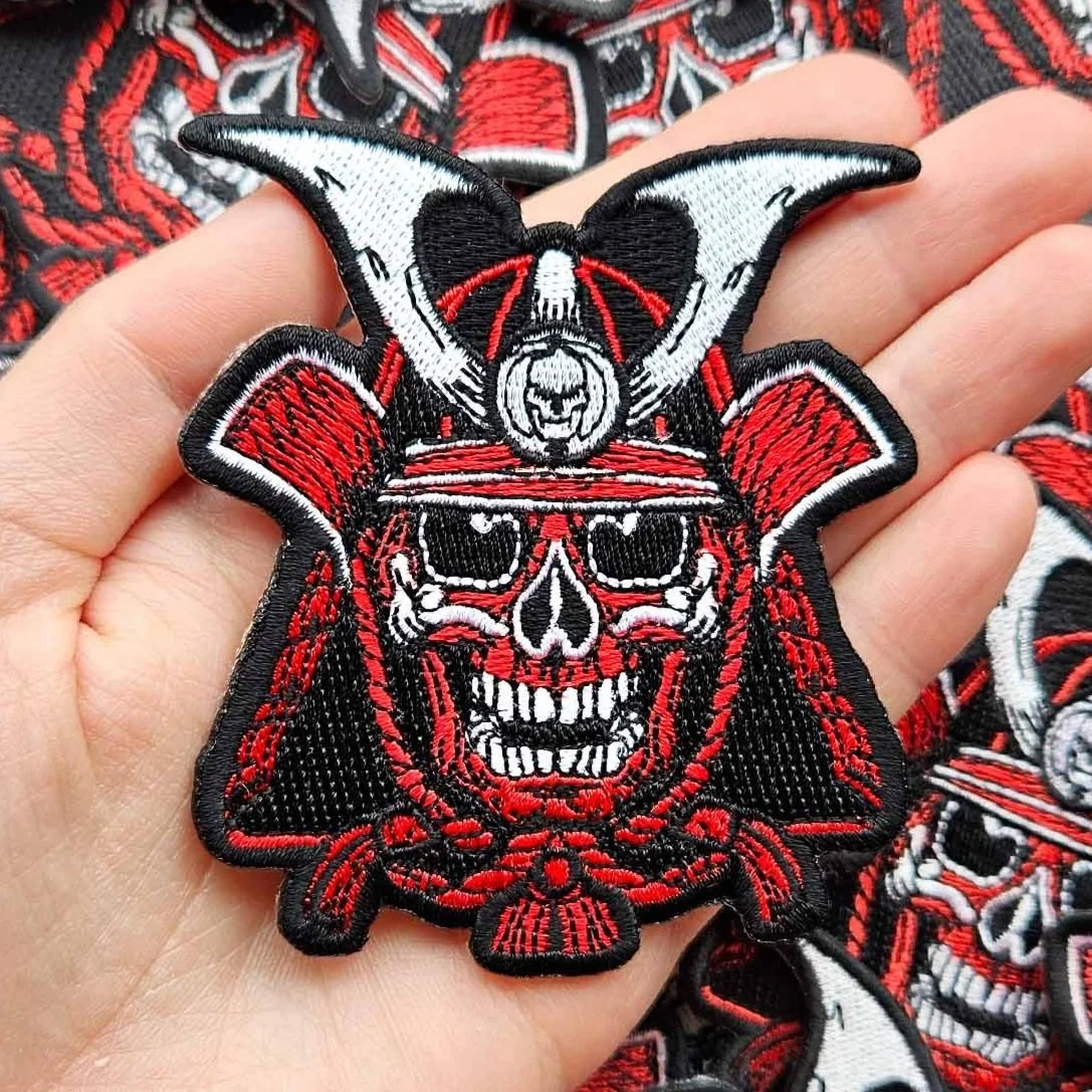 SAMURAI SKULL EMBROIDERY PATCH