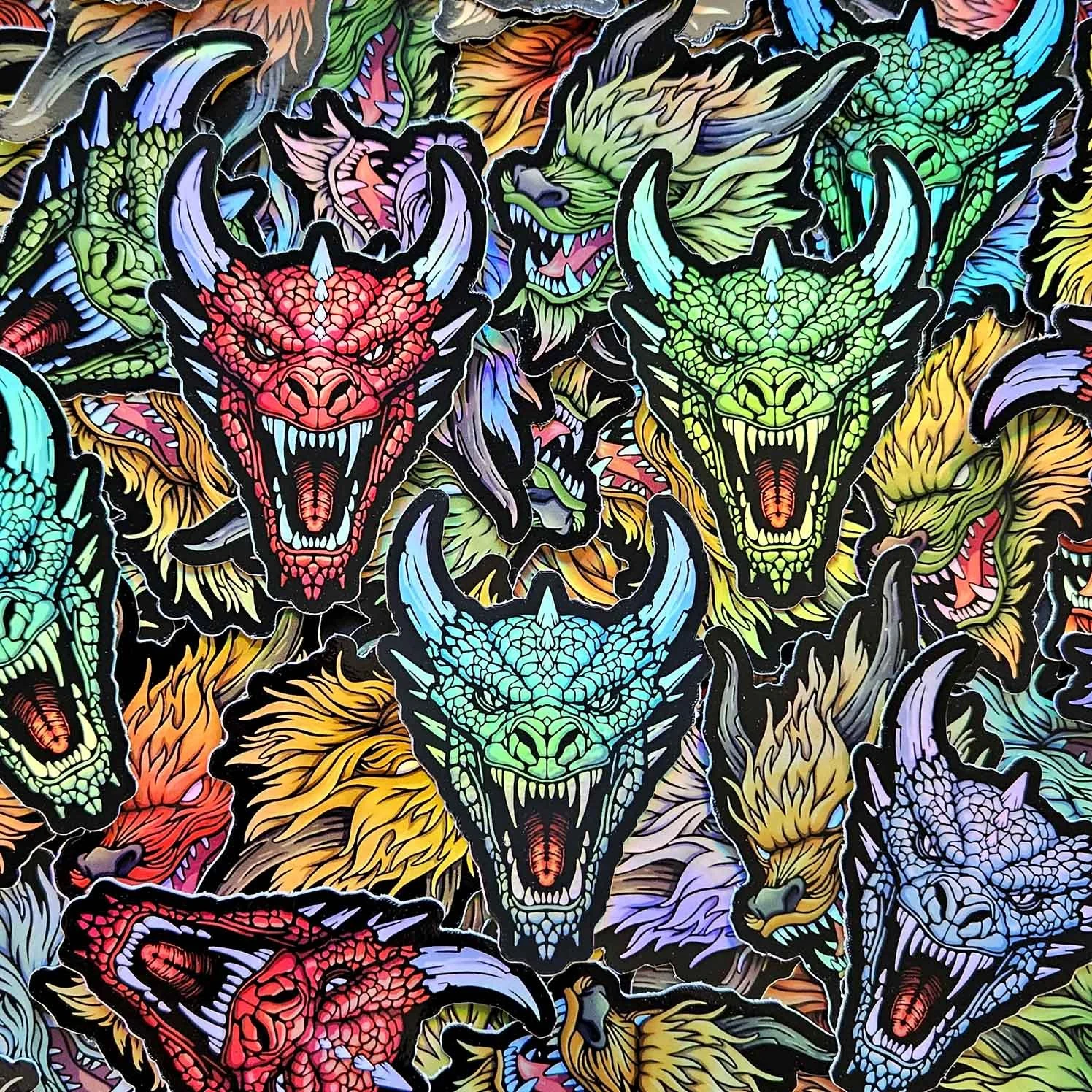 western dragon holographic stickers red green ice blue horned dragons mythical fantasy sticker decal vinyls.jpg