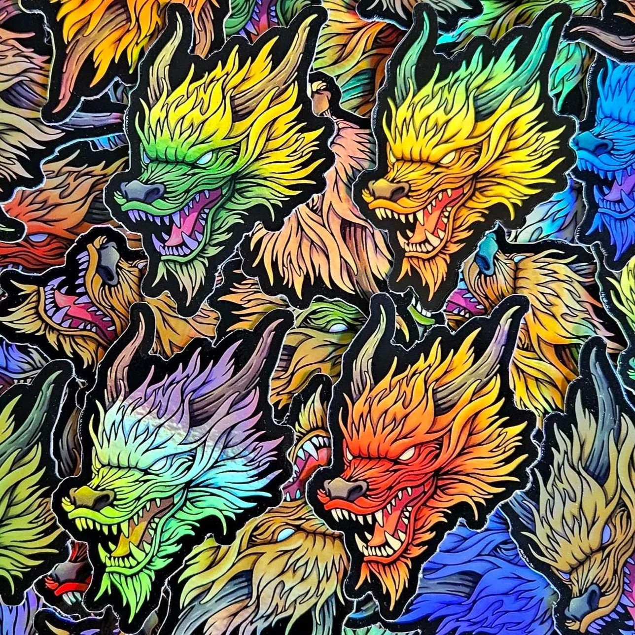 Chinese Dragon holographic sticker / Eastern Asian Dragons