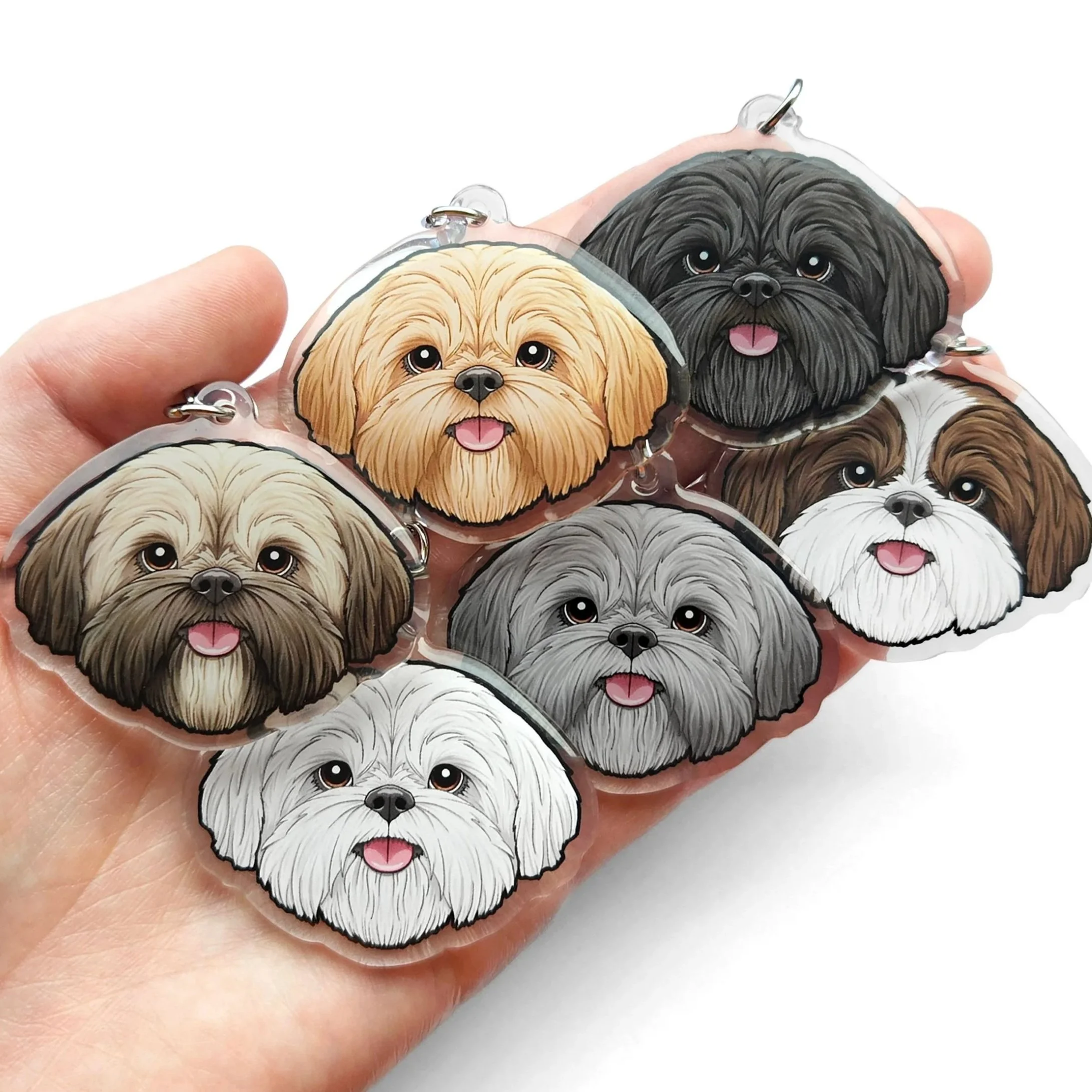 Shih Tzu keyrings & Lhasa Apso dog collar charms