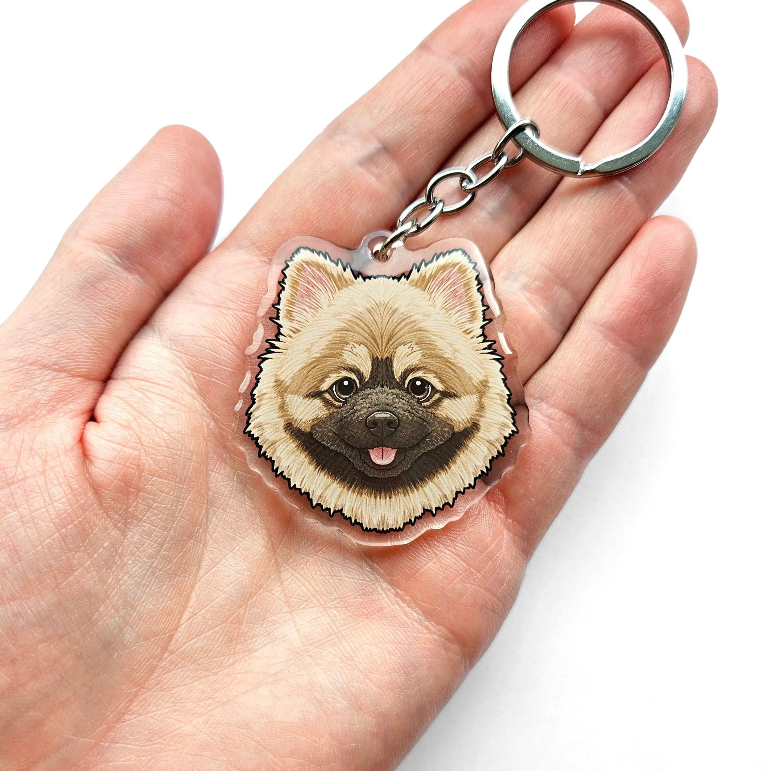 cream wolf sable pomeranian key ring pom keyrings poms fur dog collar charms small cute dogs.jpg