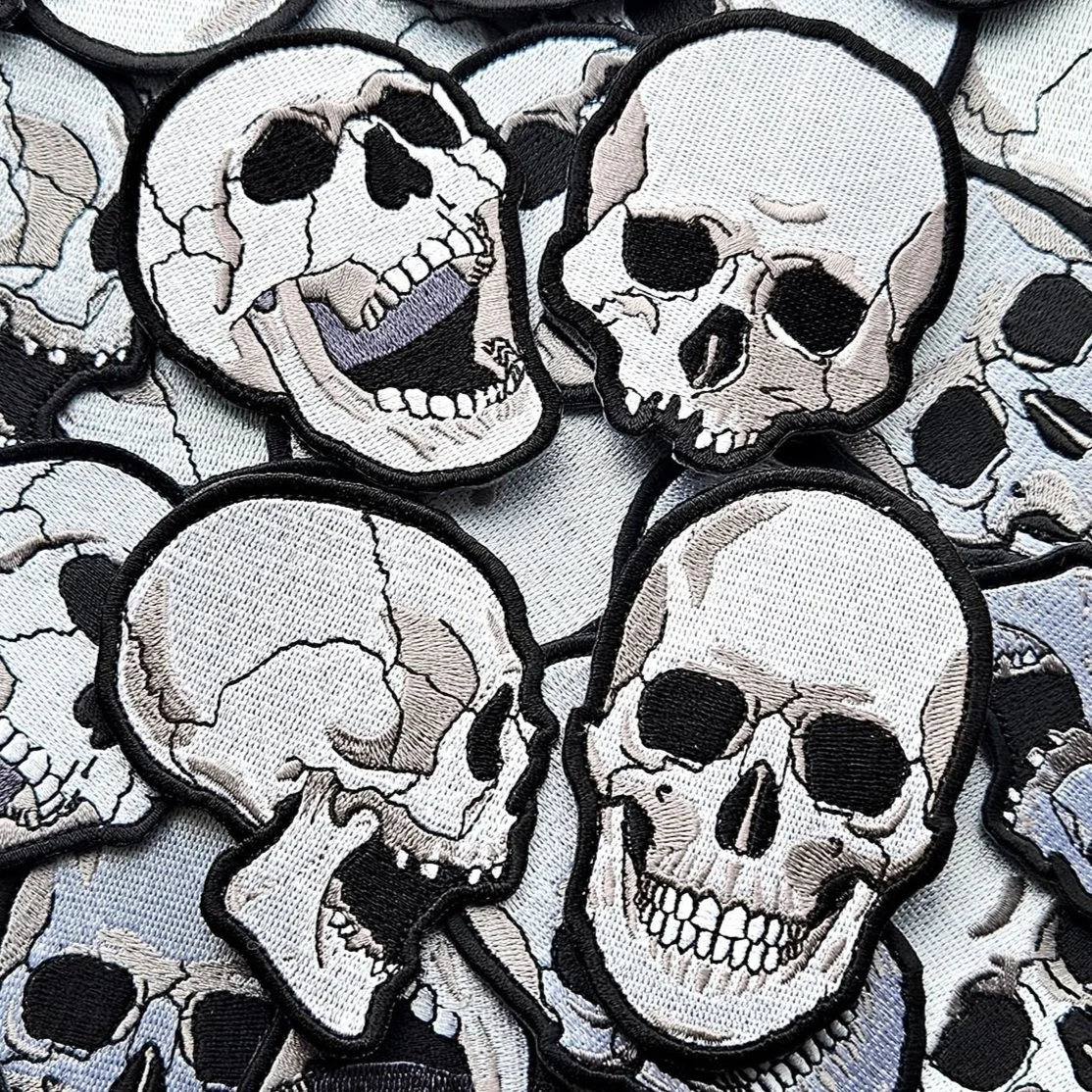 HUMAN SKULL EMBROIDERY PATCH
