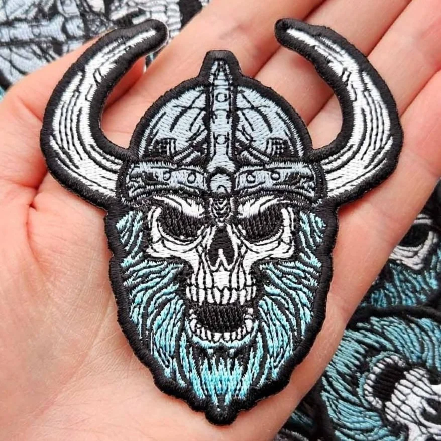 VIKING SKULL EMBROIDERY PATCH